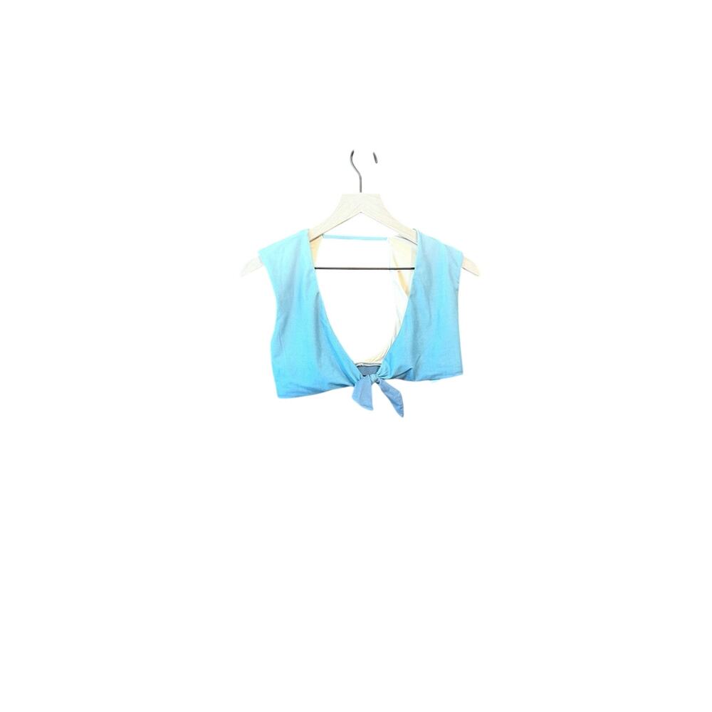 Niyama Sol Light Blue Tie-Front Crop Top